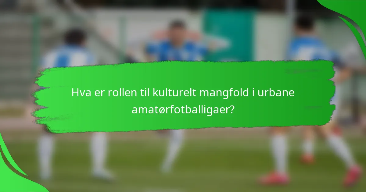 Hva er rollen til kulturelt mangfold i urbane amatørfotballigaer?