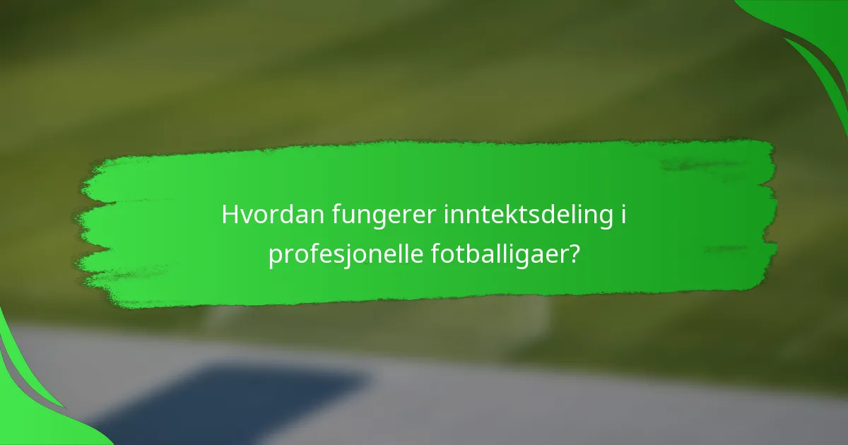 Hvordan fungerer inntektsdeling i profesjonelle fotballigaer?